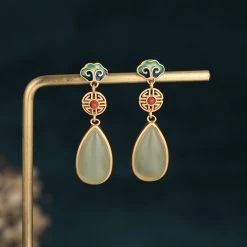 Boucles D'oreilles Chinoise Jade -Univers Chinois boucle d oreille chinoise jade 34236345385122