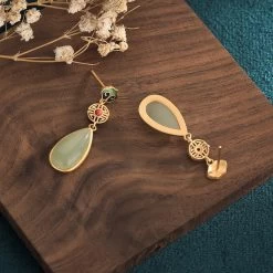 Boucles D'oreilles Chinoise Jade -Univers Chinois boucle d oreille chinoise jade 34236346302626