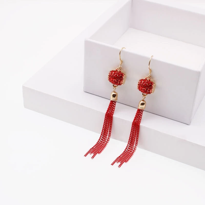 Boucles D'oreilles Chinoise Rouge 3 Boucles D'oreilles Chinoise Rouge