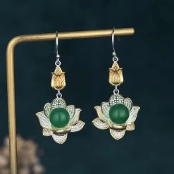 Boucles D'oreilles Lotus Chinois 9 Boucles D'oreilles Lotus Chinois -Univers Chinois boucles d oreilles lotus chinois 34236357148834