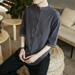 Chemise Chinoise Col Mao -Univers Chinois chemise chinoise col mao 34204989128866