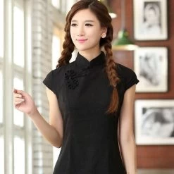 Chemisier Chinois Col Mao Femme