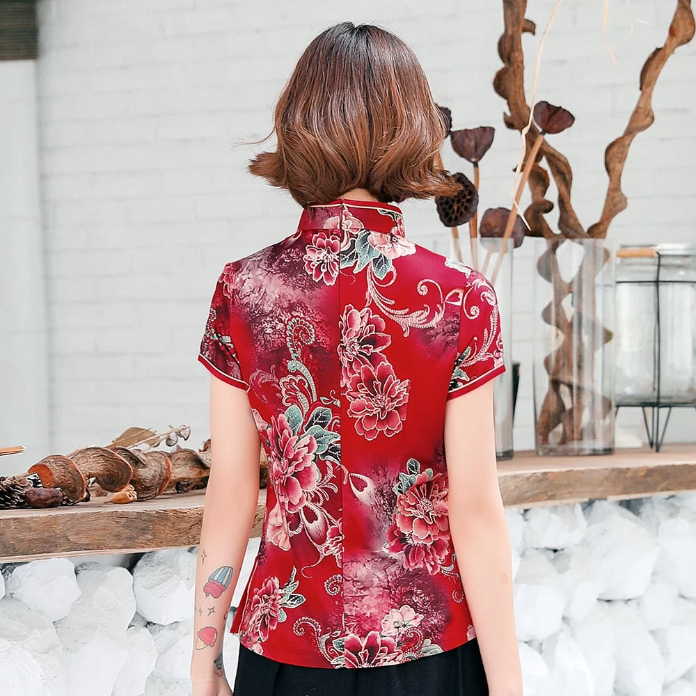 Chemisier Chinois Fleuri 10 Chemisier Chinois Fleuri – Image 8