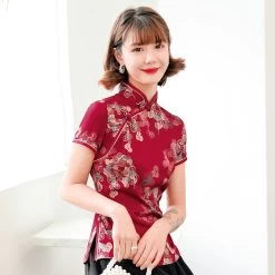 Chemisier Chinois Rouge 12 Chemisier Chinois Rouge -Univers Chinois chemisier chinoise rouge 34163221528738