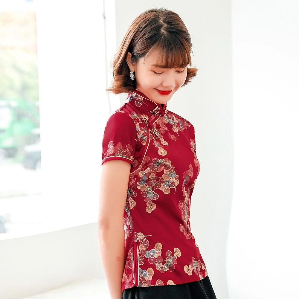 Chemisier Chinois Rouge 6 Chemisier Chinois Rouge – Image 4