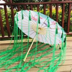 Ombrelle Chinoise Verte Et Blanche