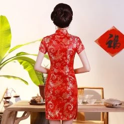 Robe Chinoise Courte Rouge -Univers Chinois robe chinoise courte rouge 33513905488034