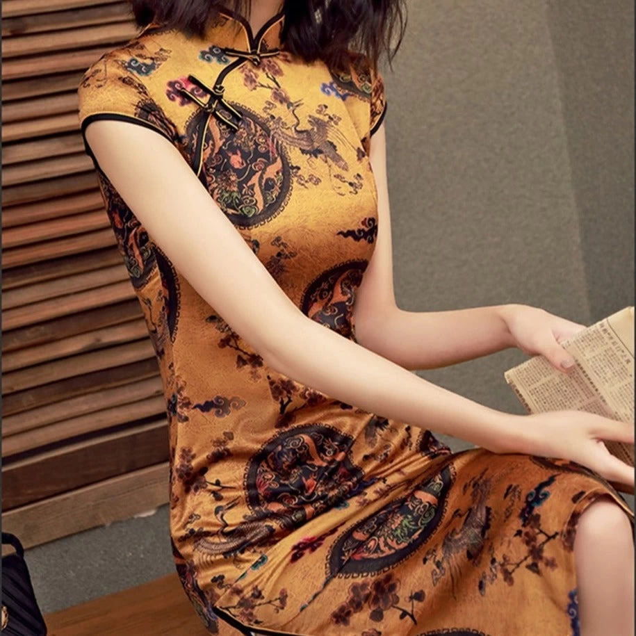 Robe Chinoise Jaune 6 Robe Chinoise Jaune – Image 4