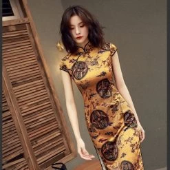 Robe Chinoise Jaune 11 Robe Chinoise Jaune -Univers Chinois robe chinoise jaune 33515429888162