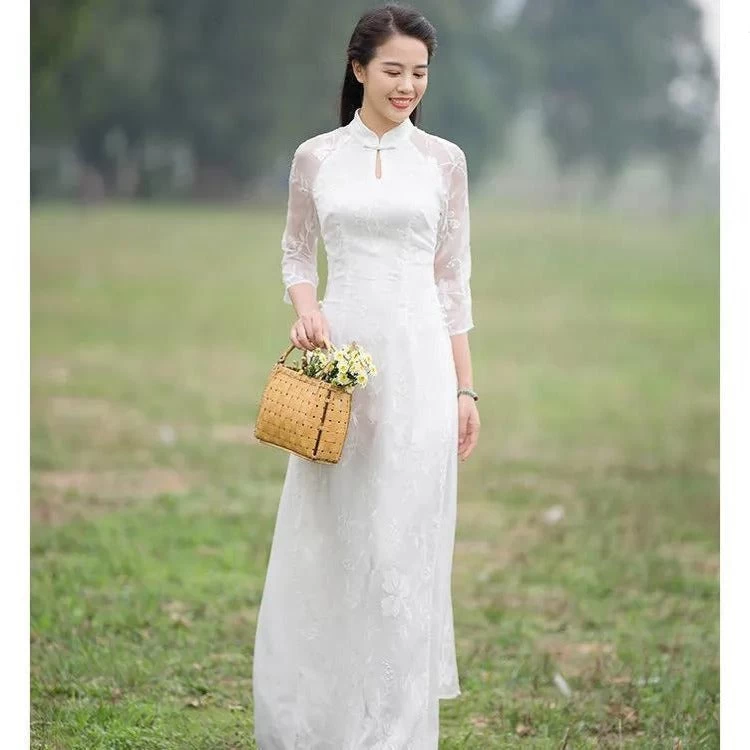 Robe Chinoise Longue Bleu 13 Robe Chinoise Longue Bleu – Image 11