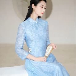 Robe Chinoise Longue Bleu 19 Robe Chinoise Longue Bleu -Univers Chinois robe chinoise longue bleu 33759506727074