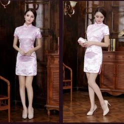 Robe Chinoise Rose 7 Robe Chinoise Rose -Univers Chinois robe chinoise rose 33514860675234