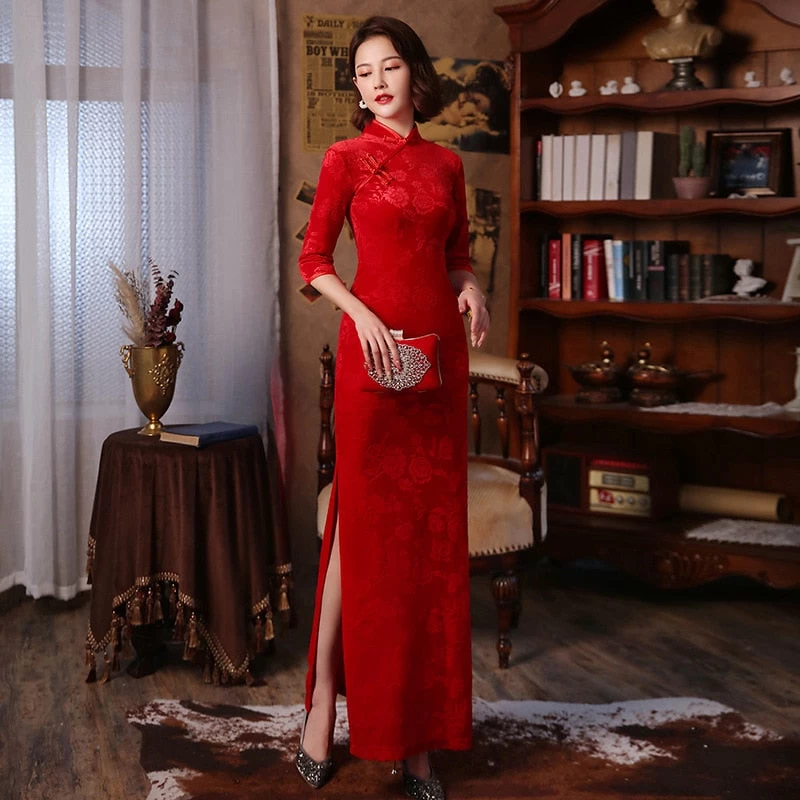 Robe Chinoise Rouge Fendue 3 Robe Chinoise Rouge Fendue