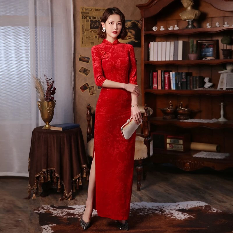Robe Chinoise Rouge Fendue 4 Robe Chinoise Rouge Fendue – Image 2