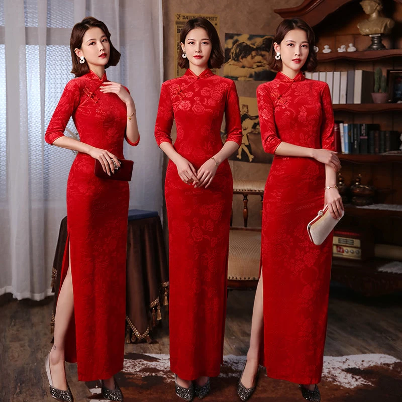 Robe Chinoise Rouge Fendue 8 Robe Chinoise Rouge Fendue – Image 6