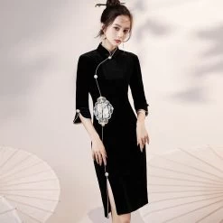 Robe Chinoise Soie Noire