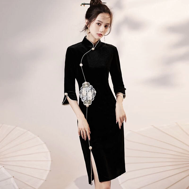 Robe Chinoise Soie Noire 3 Robe Chinoise Soie Noire