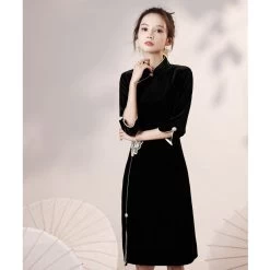 Robe Chinoise Soie Noire 12 Robe Chinoise Soie Noire -Univers Chinois robe chinoise soie noire 33748277297314
