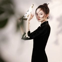 Robe Chinoise Soie Noire 13 Robe Chinoise Soie Noire -Univers Chinois robe chinoise soie noire 33748278116514